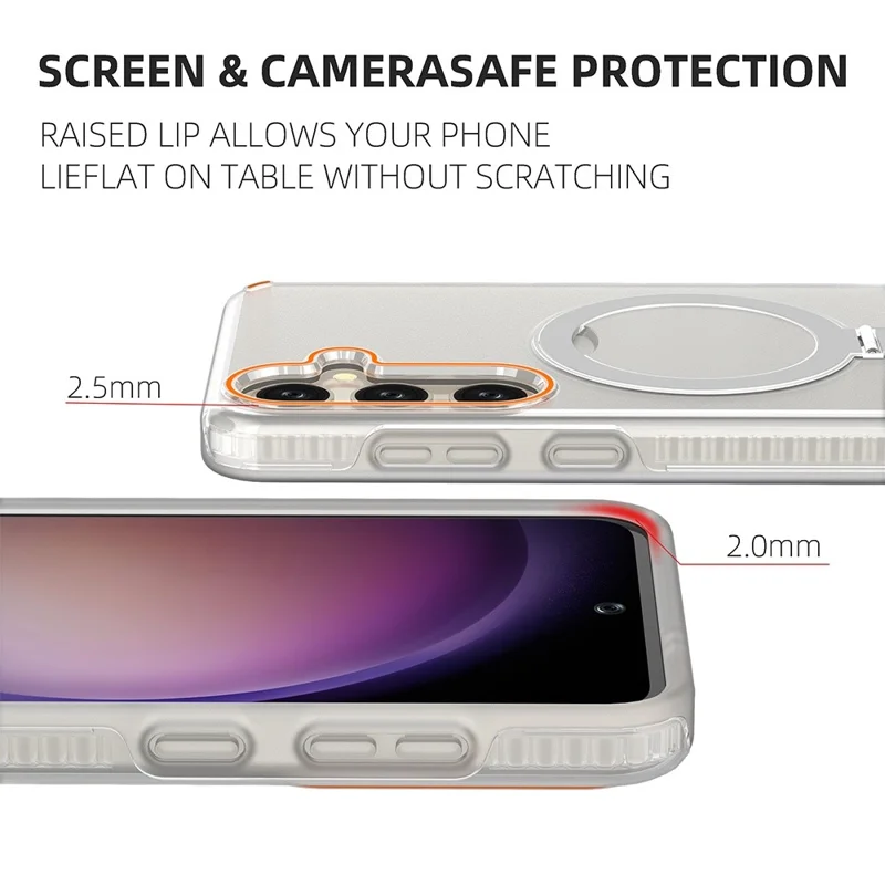 TPU+PC Phone Cover for Samsung Galaxy S25+ / S24+ Magnetic Phone Case with Kickstand - Transparent