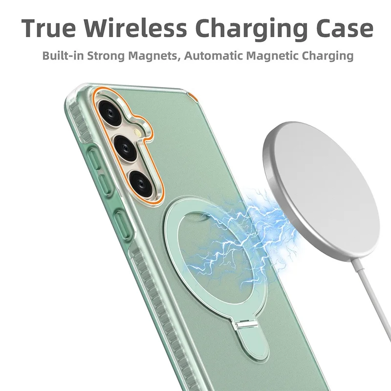 TPU+PC Phone Cover for Samsung Galaxy S25+ / S24+ Magnetic Phone Case with Kickstand - Transparent