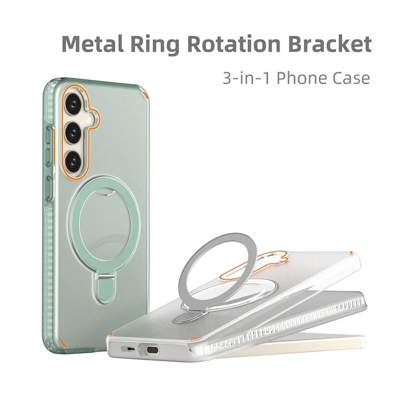 TPU+PC Phone Cover for Samsung Galaxy S25+ / S24+ Magnetic Phone Case with Kickstand - Transparent