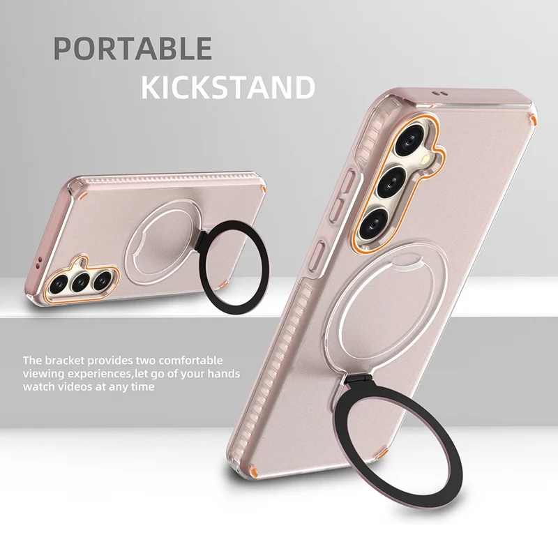 TPU+PC Phone Cover for Samsung Galaxy S25+ / S24+ Magnetic Phone Case with Kickstand - Transparent