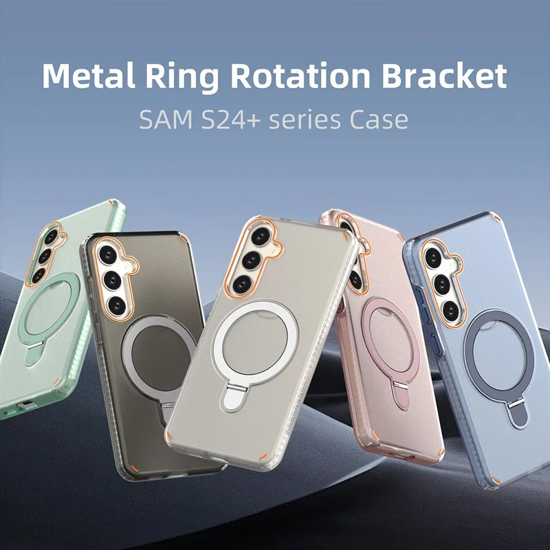 TPU+PC Phone Cover for Samsung Galaxy S25+ / S24+ Magnetic Phone Case with Kickstand - Transparent