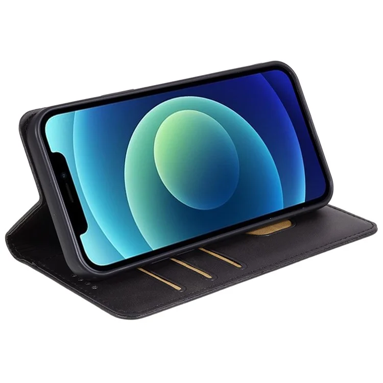 Para Motorola Moto G45 5G / G34 5G Funda de Teléfono Celular Cierr Magnético Resistente a Caídas Textura de Cuero de Ternera Funda de Cartera - Negro