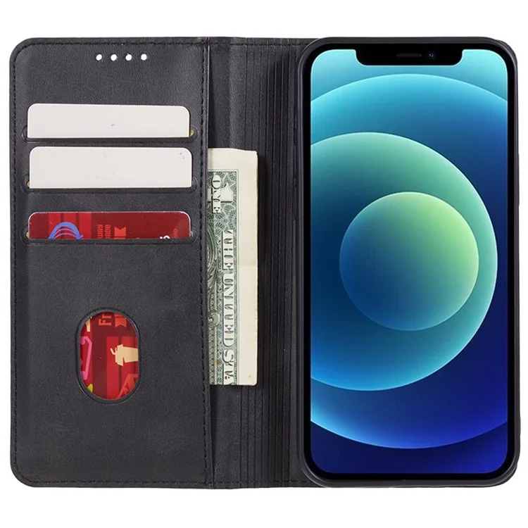 Para Motorola Moto G45 5G / G34 5G Funda de Teléfono Celular Cierr Magnético Resistente a Caídas Textura de Cuero de Ternera Funda de Cartera - Negro