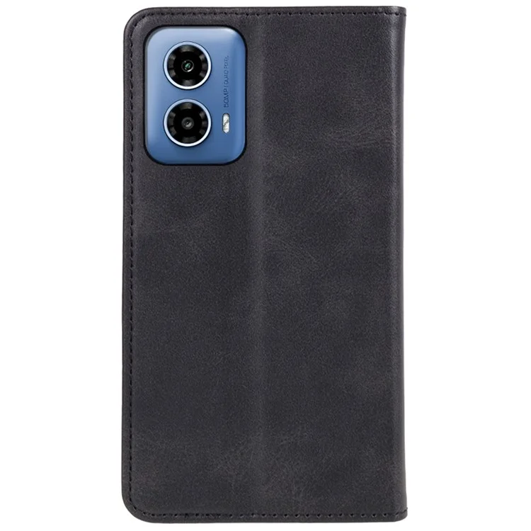 Para Motorola Moto G45 5G / G34 5G Funda de Teléfono Celular Cierr Magnético Resistente a Caídas Textura de Cuero de Ternera Funda de Cartera - Negro