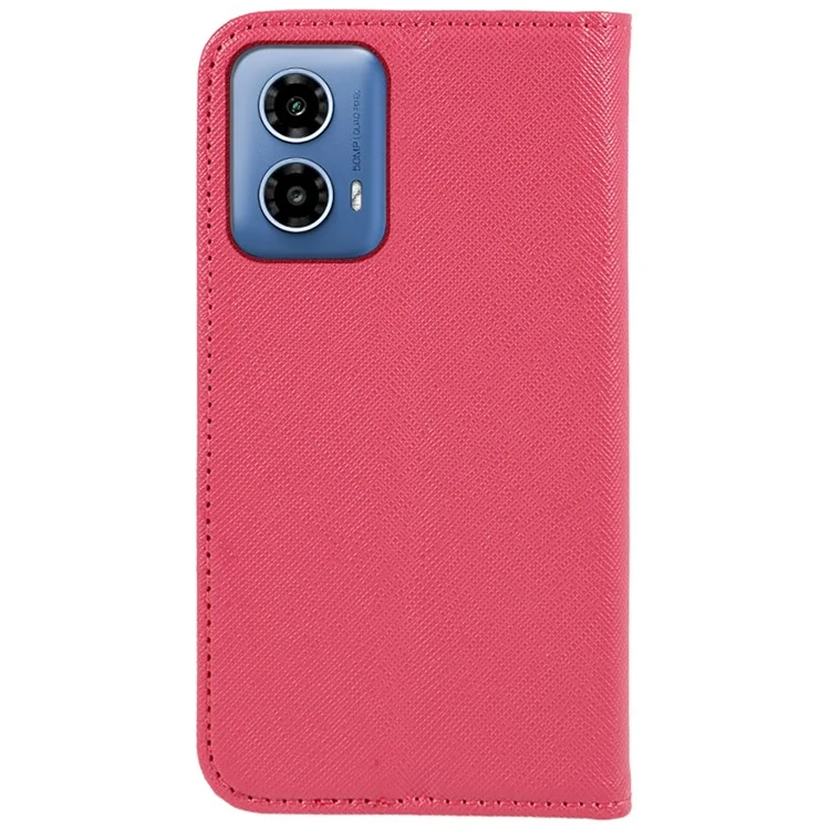 Pour Motorola Moto G45 5G / G34 5G Étui de téléphone cellulaire Texture croisée Fermeture magnétique Flip Stand Wallet Cover - Rose