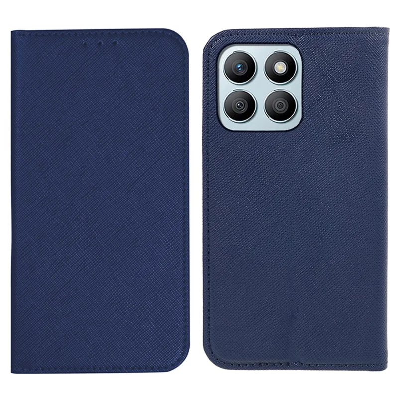 For Honor X8b 4G Cell Phone Case Magnetic Auto Closing Shockproof Leather Wallet Cover - Dark Blue
