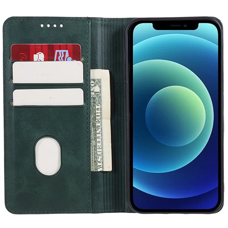 Чехол для телефона Oppo A59 5G, искусственная кожа с текстурой телячьей кожи, подставка, устойчивый к падению - Зеленый
