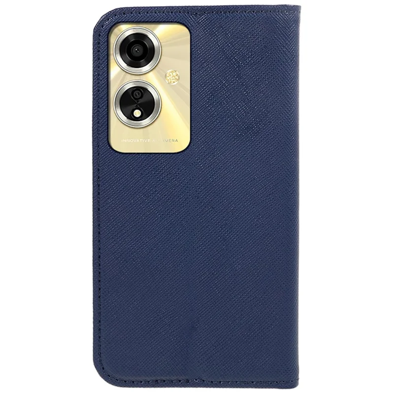 For Oppo A59 5G Cell Phone Case Magnetic Auto Closing Cross Texture PU Leather Wallet Cover - Dark Blue