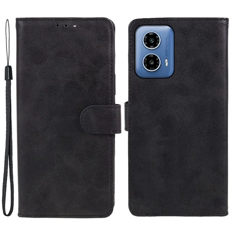 Para Motorola Moto G45 5G / G34 5G Estuche de Teléfono Antirasguños de Cuero PU Magnético Cartera Soporte - Negro