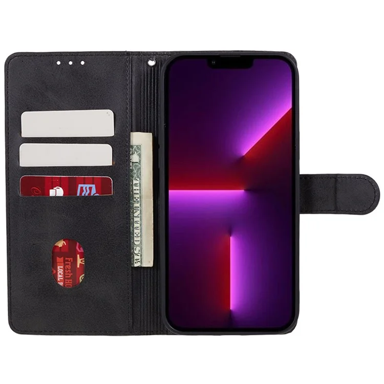 Para Motorola Moto G45 5G / G34 5G Estuche de Teléfono Antirasguños de Cuero PU Magnético Cartera Soporte - Negro