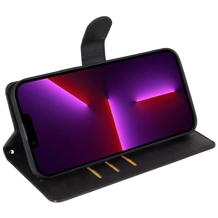 Para Motorola Moto G45 5G / G34 5G Estuche de Teléfono Antirasguños de Cuero PU Magnético Cartera Soporte - Negro