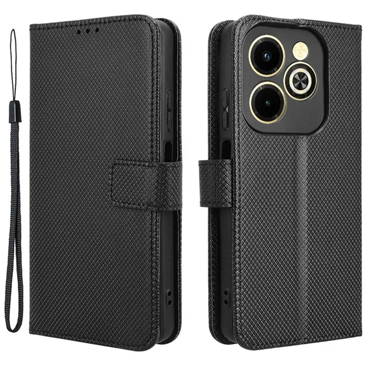 Per Infinix Hot 40i X6528B Custodia per telefono Texture a diamante Custodia in pelle - Nero
