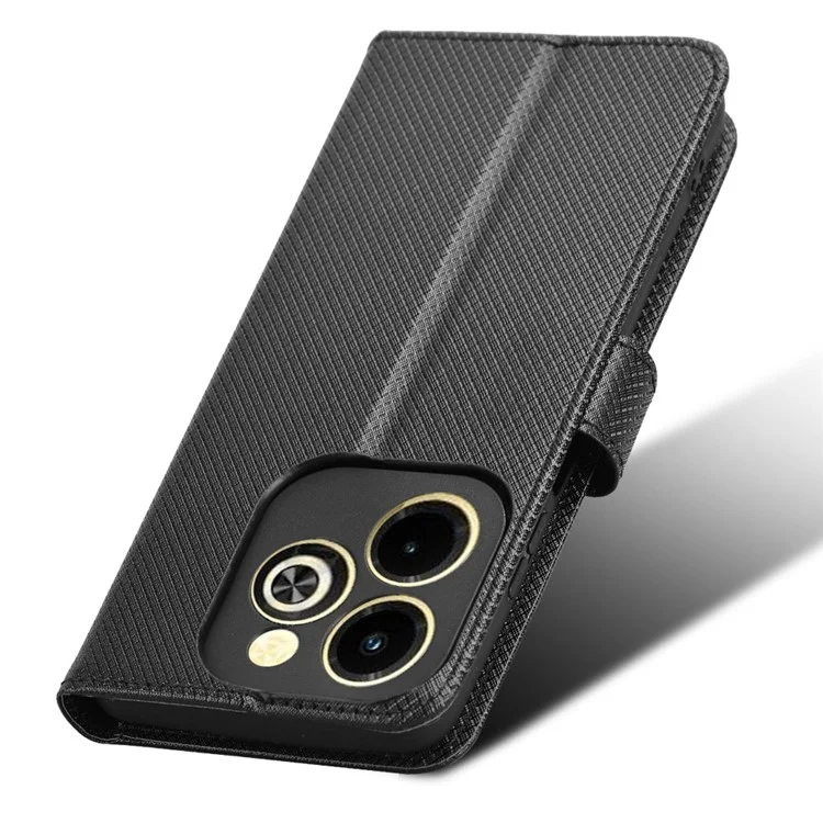 Per Infinix Hot 40i X6528B Custodia per telefono Texture a diamante Custodia in pelle - Nero