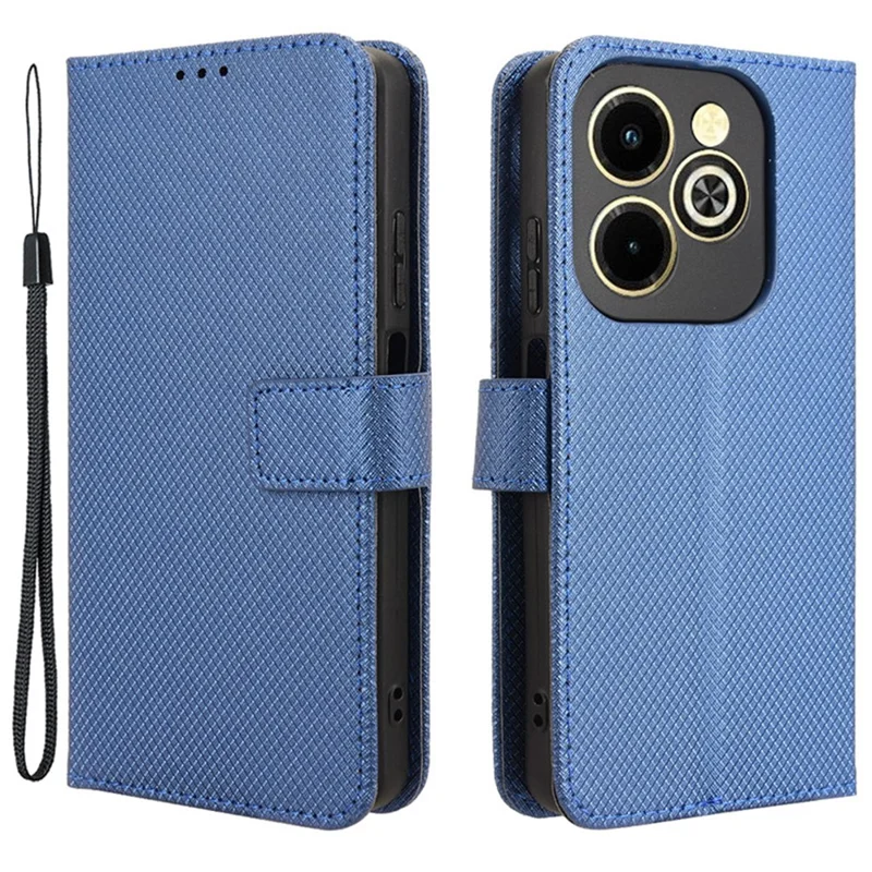 For Infinix Hot 40i X6528B Phone Case Diamond Texture Wallet Leather Cover - Blue