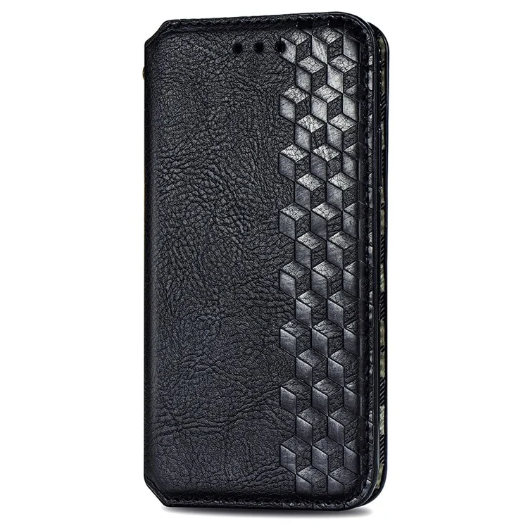 Für Xiaomi Redmi Note 13 Pro 5G / Poco X6 5G Magnetisches Hülle mit Kartenfach Rautenmuster Geprägtes Telefoncover - Schwarz
