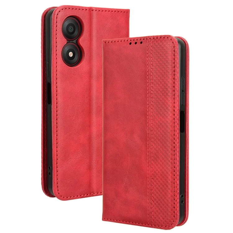 Wallet Case for ZTE Blade A34 Leather Phone Cover Magnetic Closing - Red