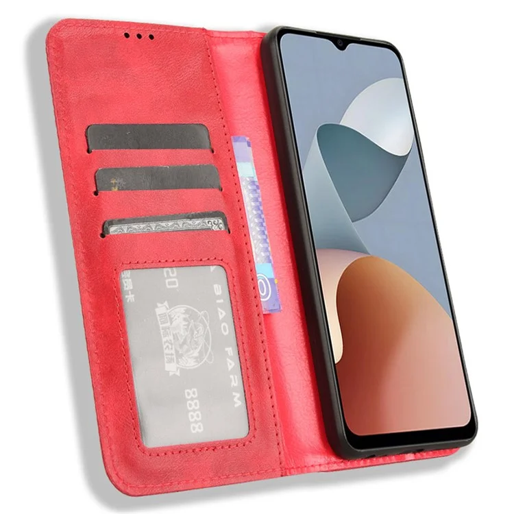 Wallet Case for ZTE Blade A34 Leather Phone Cover Magnetic Closing - Red