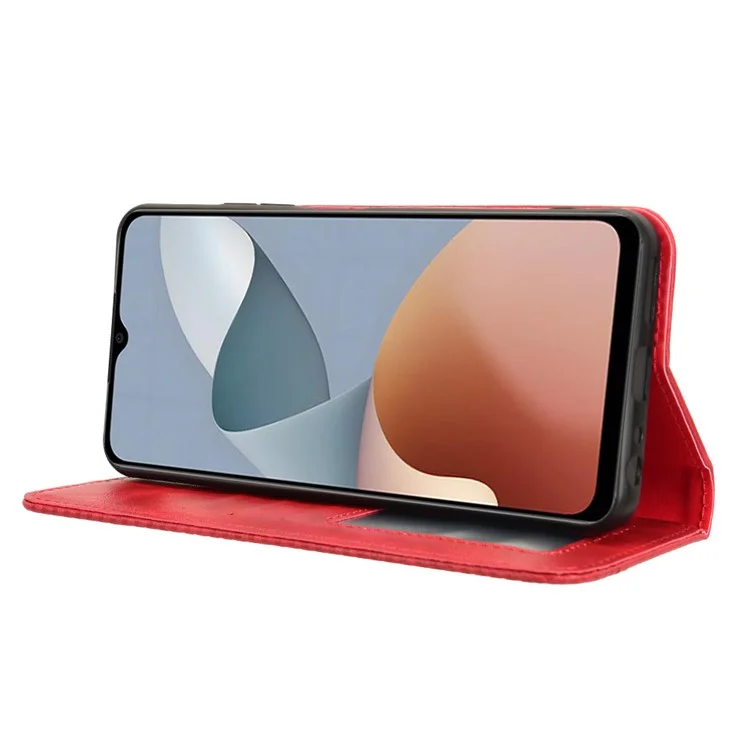 Wallet Case for ZTE Blade A34 Leather Phone Cover Magnetic Closing - Red