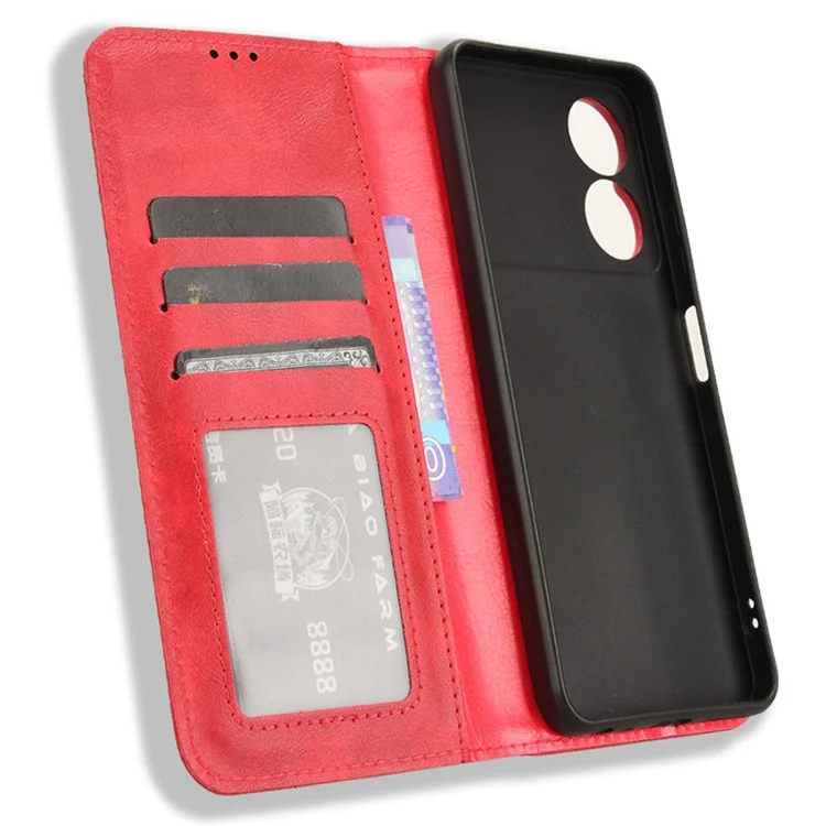 Wallet Case for ZTE Blade A34 Leather Phone Cover Magnetic Closing - Red