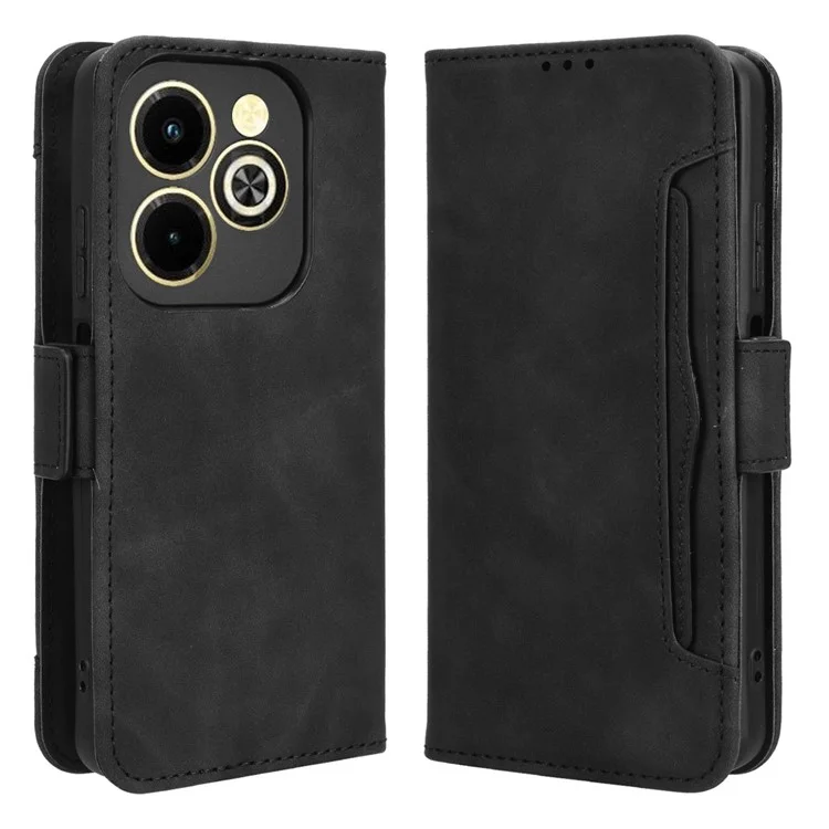 For Infinix Hot 40i X6528B Leather Wallet Phone Case with Multiple Card Slots - Black