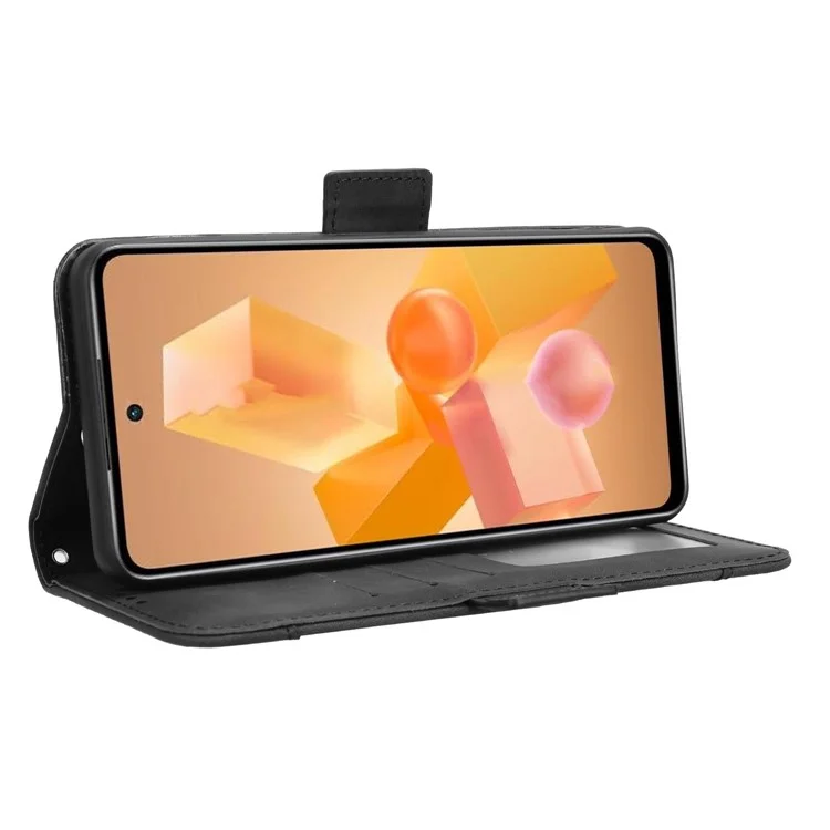 For Infinix Hot 40i X6528B Leather Wallet Phone Case with Multiple Card Slots - Black