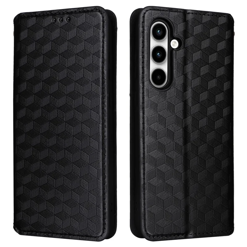 For Samsung Galaxy A35 5G Phone Wallet Leather Case Rhombus Imprinted - Black