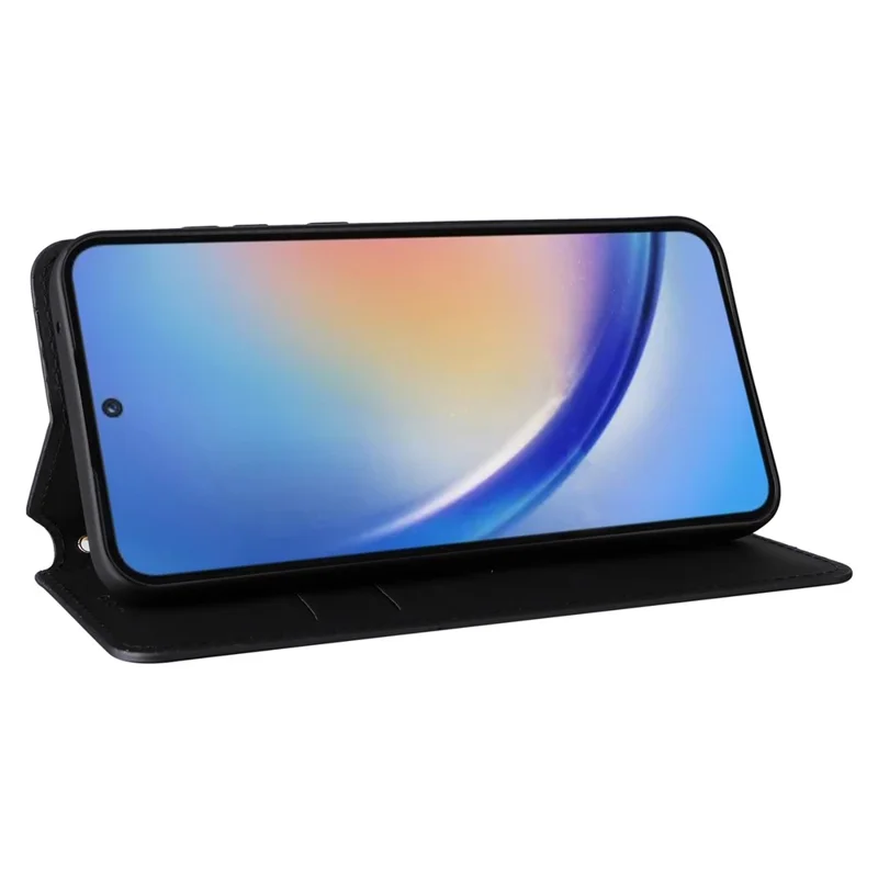 For Samsung Galaxy A35 5G Phone Wallet Leather Case Rhombus Imprinted - Black