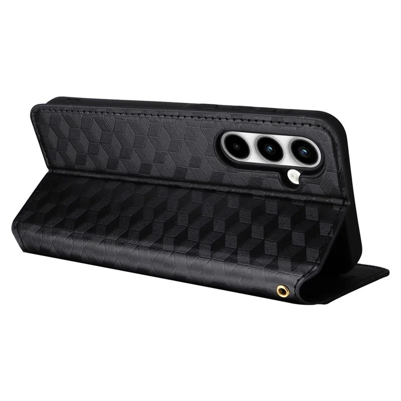 For Samsung Galaxy A35 5G Phone Wallet Leather Case Rhombus Imprinted - Black
