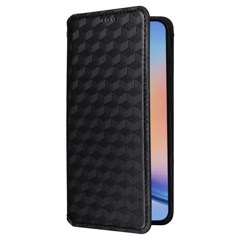 For Samsung Galaxy A35 5G Phone Wallet Leather Case Rhombus Imprinted - Black