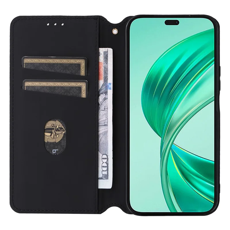 For Honor X8b 4G Wallet Case Magnetic Closing Leather Phone Cover - Silver