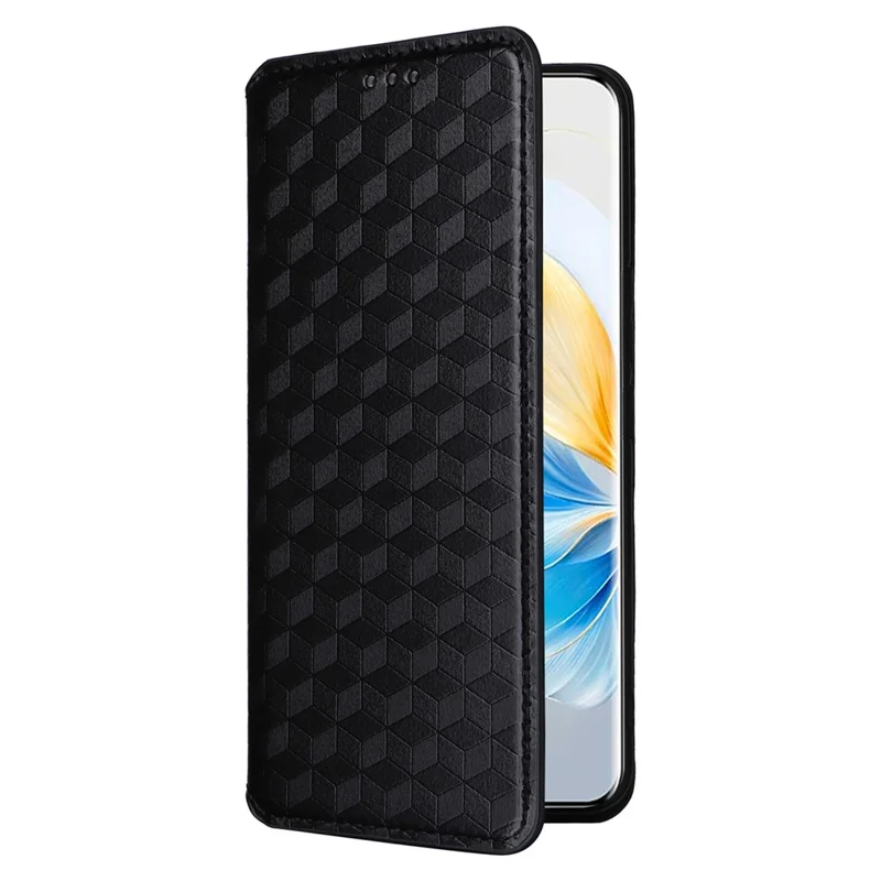 Leather Case for Honor 100 5G Phone Cover Walllet Magnetic Auto-absorbed - Black