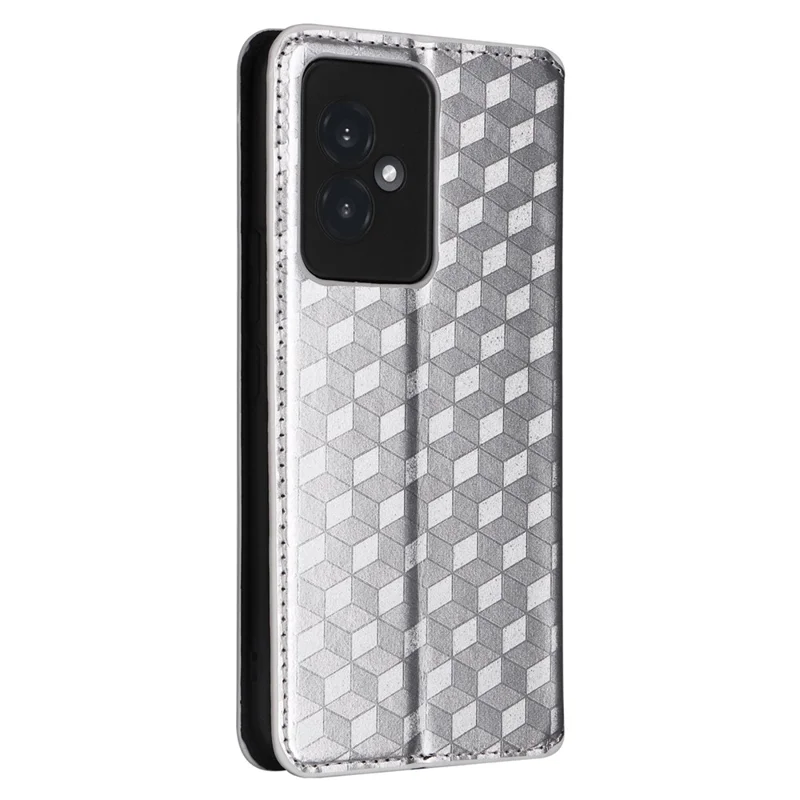 Leather Case for Honor 100 5G Phone Cover Walllet Magnetic Auto-absorbed - Silver