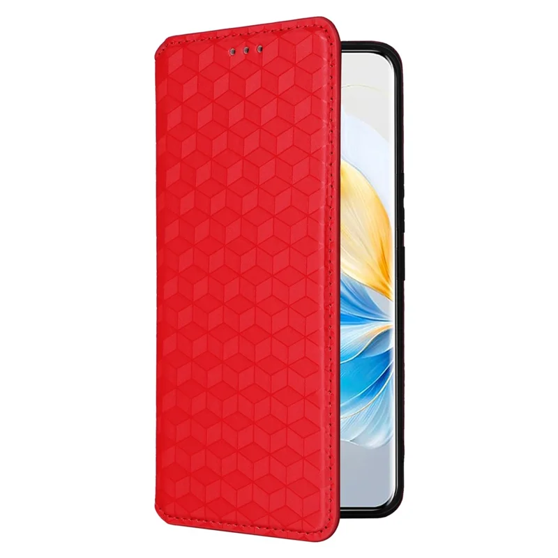 Leather Case for Honor 100 5G Phone Cover Walllet Magnetic Auto-absorbed - Red