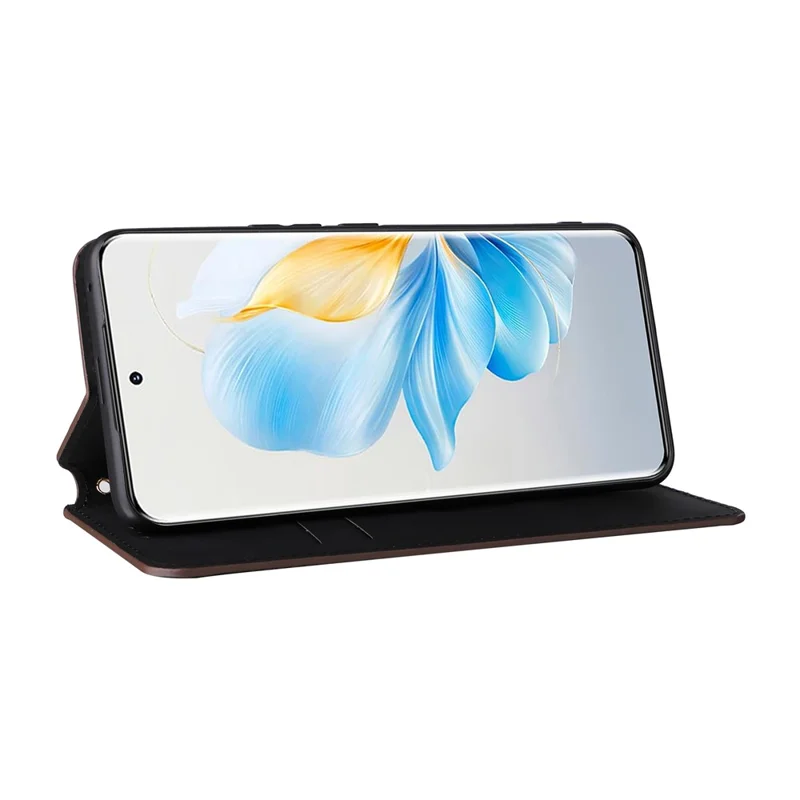 Leren hoesje voor Honor 100 5G telefoonhoesje portemonnee met magnetische automatische sluiting - Bruin