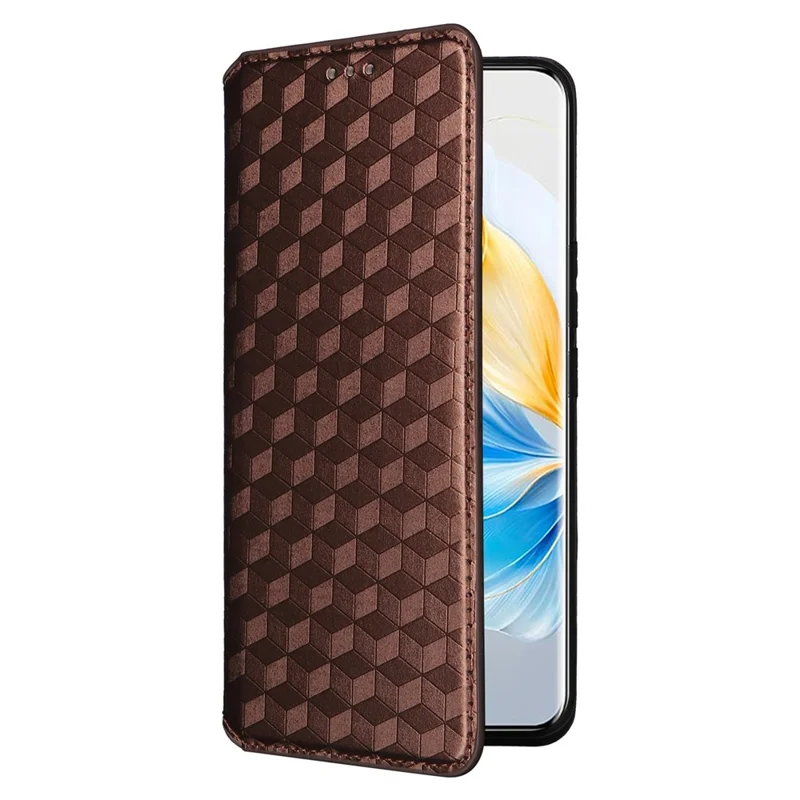 Leren hoesje voor Honor 100 5G telefoonhoesje portemonnee met magnetische automatische sluiting - Bruin