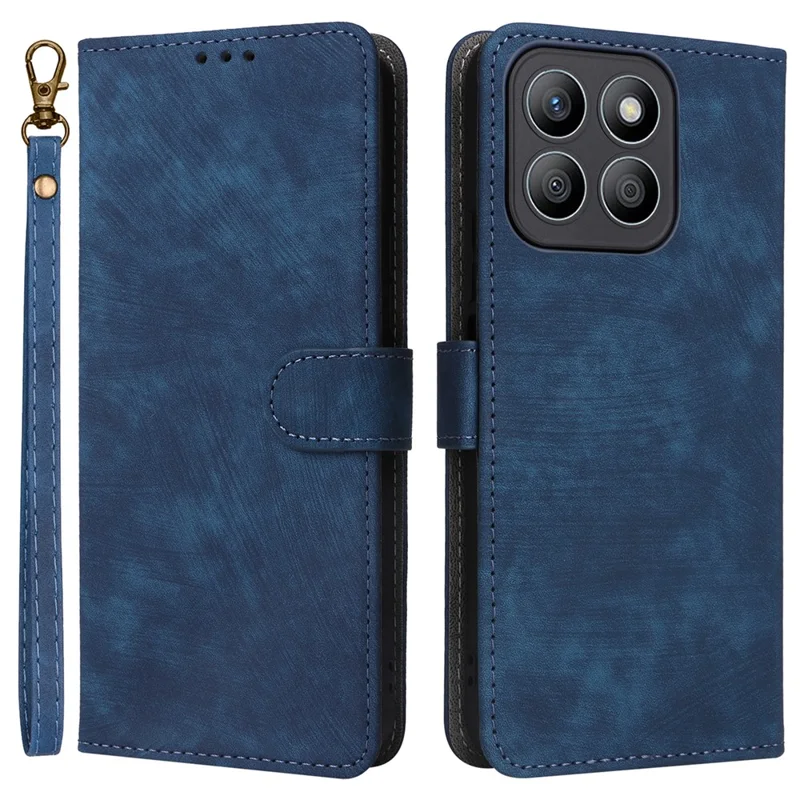 For Honor 100 5G Leather Case Wallet Phone Cover RFID Blocking - Blue