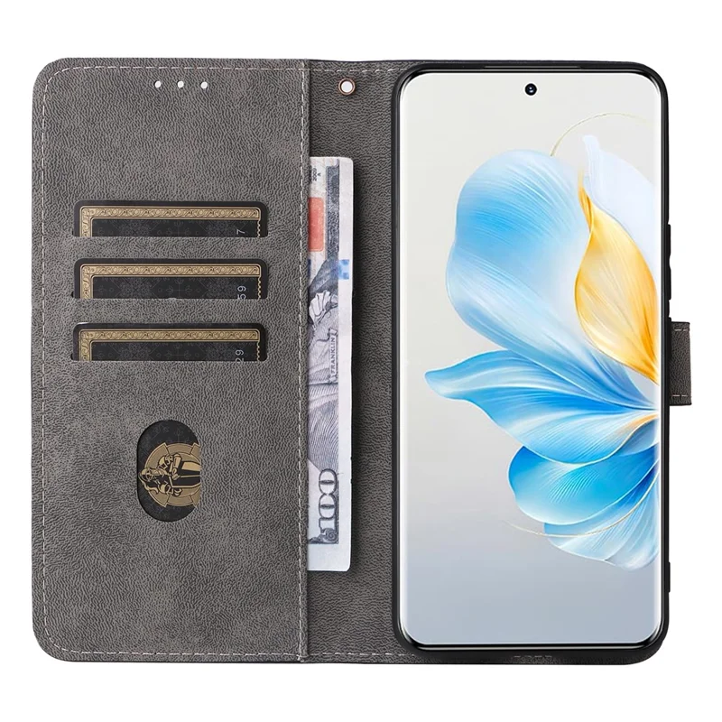 For Honor 100 5G Leather Case Wallet Phone Cover RFID Blocking - Blue