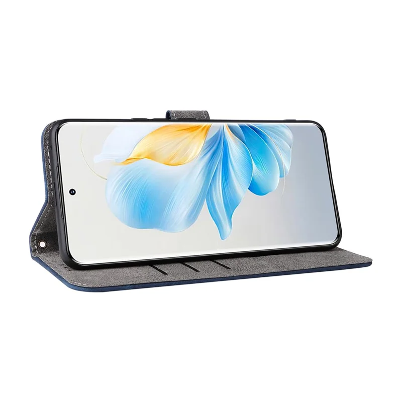 For Honor 100 5G Leather Case Wallet Phone Cover RFID Blocking - Blue