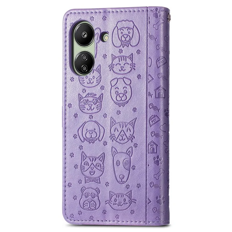 For Xiaomi Redmi 13C 4G / 13C 5G / 13R 5G / Poco M6 5G / Poco C65 4G Wallet Case Phone Leather Cover Magnetic Clasp - Purple