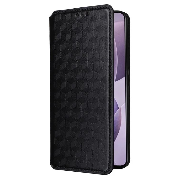 Per Xiaomi Poco F6 Pro 5G / Redmi K70 5G / K70 Pro 5G Custodia in Pelle Motivo a Rombi Flip Wallet Cover - Nero