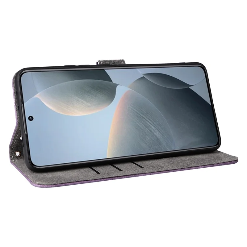 For Xiaomi Redmi K70E 5G / Poco X6 Pro 5G Wallet Case RFID Blocking Phone Cover with Hand Strap - Purple