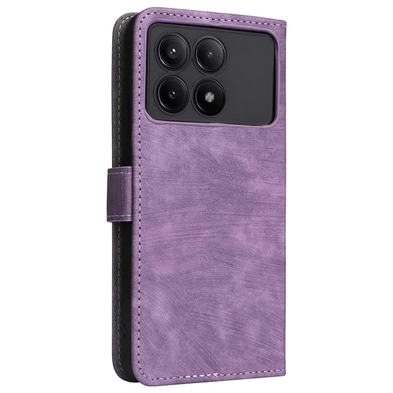 For Xiaomi Redmi K70E 5G / Poco X6 Pro 5G Wallet Case RFID Blocking Phone Cover with Hand Strap - Purple