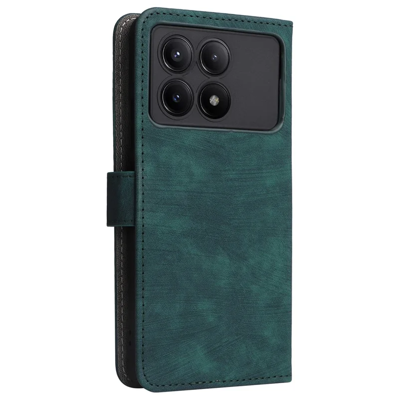 For Xiaomi Redmi K70E 5G / Poco X6 Pro 5G Wallet Case RFID Blocking Phone Cover with Hand Strap - Green