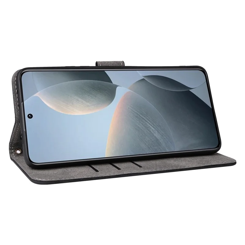 For Xiaomi Redmi K70E 5G / Poco X6 Pro 5G Wallet Case RFID Blocking Phone Cover with Hand Strap - Black