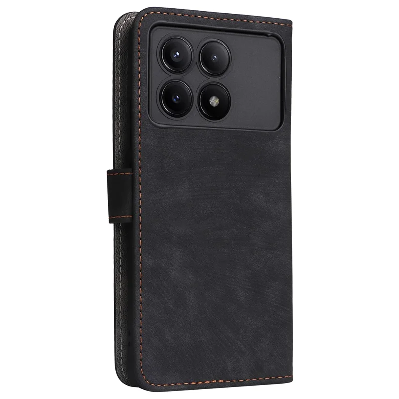 For Xiaomi Redmi K70E 5G / Poco X6 Pro 5G Wallet Case RFID Blocking Phone Cover with Hand Strap - Black