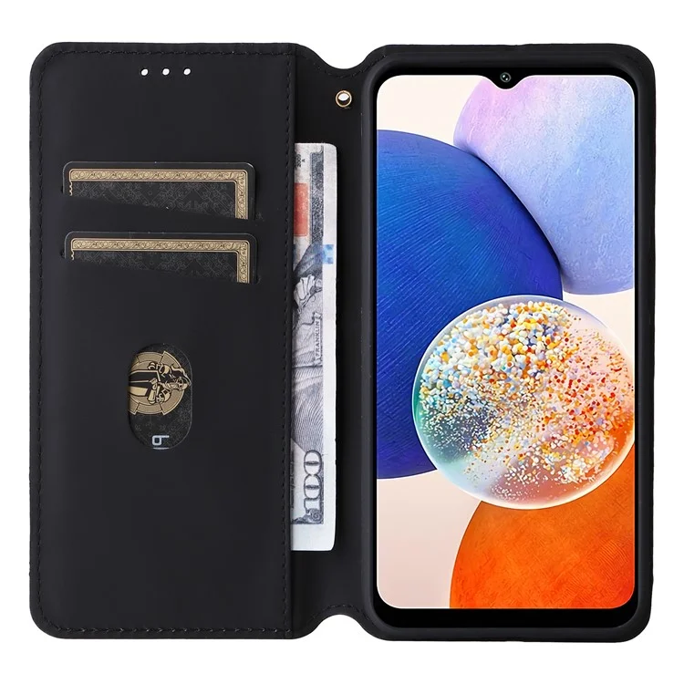 For Samsung Galaxy A15 4G / 5G Leather Case Phone Wallet Cover Rhombus Pattern - Black
