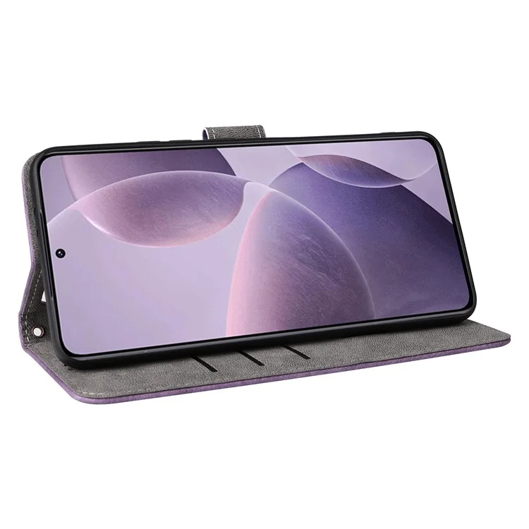 Для Xiaomi Poco F6 Pro 5G / Redmi K70 5G / K70 Pro 5G Кожаный чехол с ремешком RFID Blocking Phone Wallet - Пурпурный