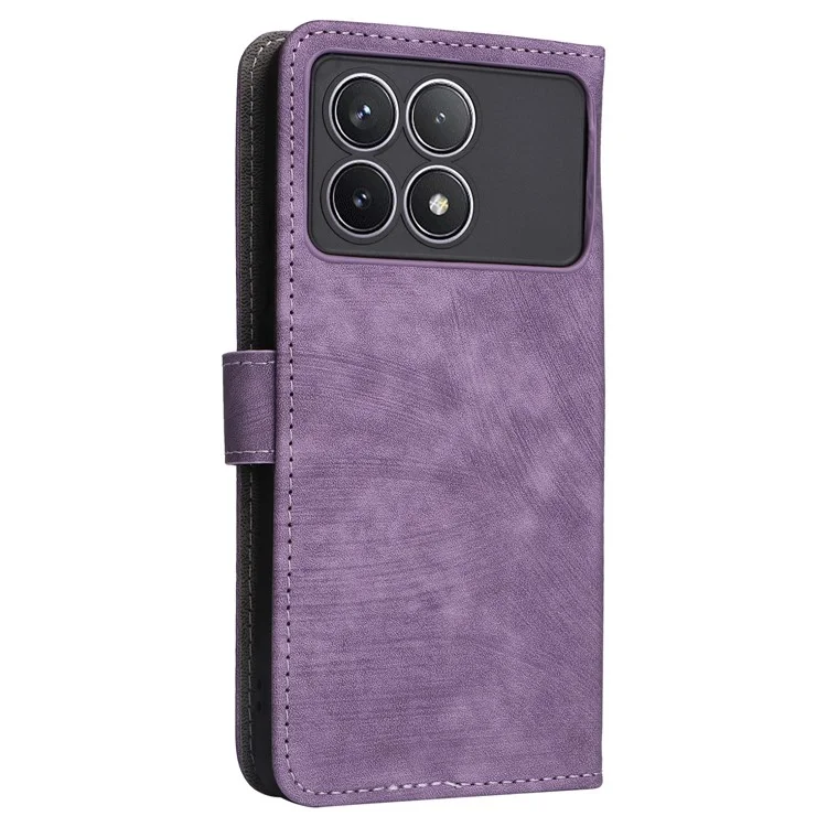 Для Xiaomi Poco F6 Pro 5G / Redmi K70 5G / K70 Pro 5G Кожаный чехол с ремешком RFID Blocking Phone Wallet - Пурпурный