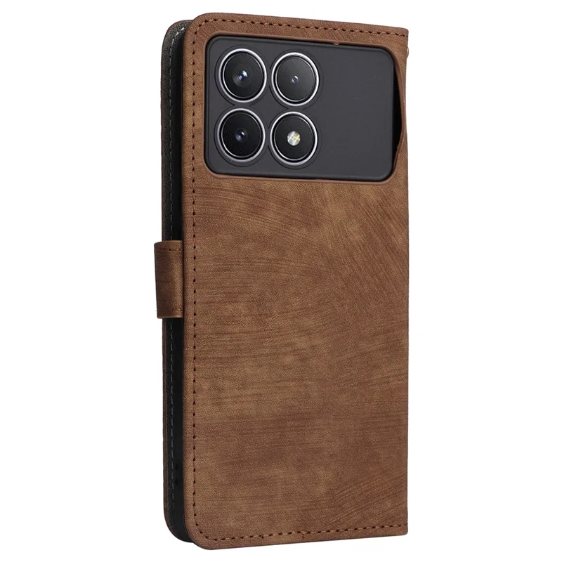 For Xiaomi Poco F6 Pro 5G / Redmi K70 5G / K70 Pro 5G Leather Case with Strap RFID Blocking Phone Wallet - Brown