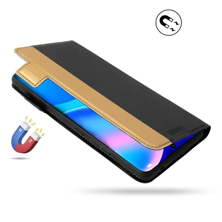 Per Samsung Galaxy S24 Card Slot PU Leather Phone Case Flip Stand Contrast Color Phone Cover - Blu